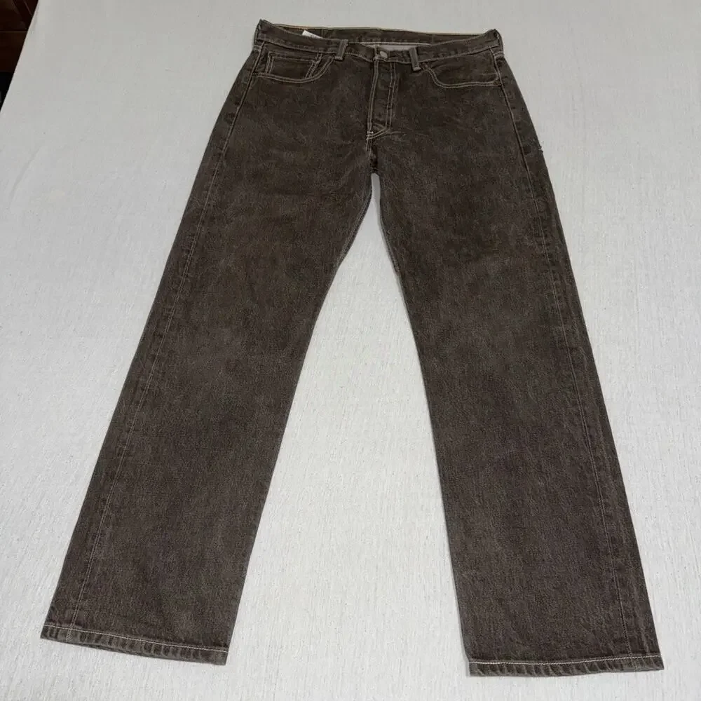 Levis 501xx Jeans Men 34x32 Brown 100% Cotton Straight Leg Button Fly